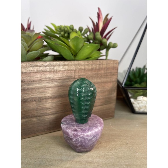 Aventurine and Lepidolite Crystal Cactus Sculpture - Picture 1 of 7